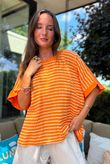 Below Deck Cheesecloth Stripe Tee Aperol